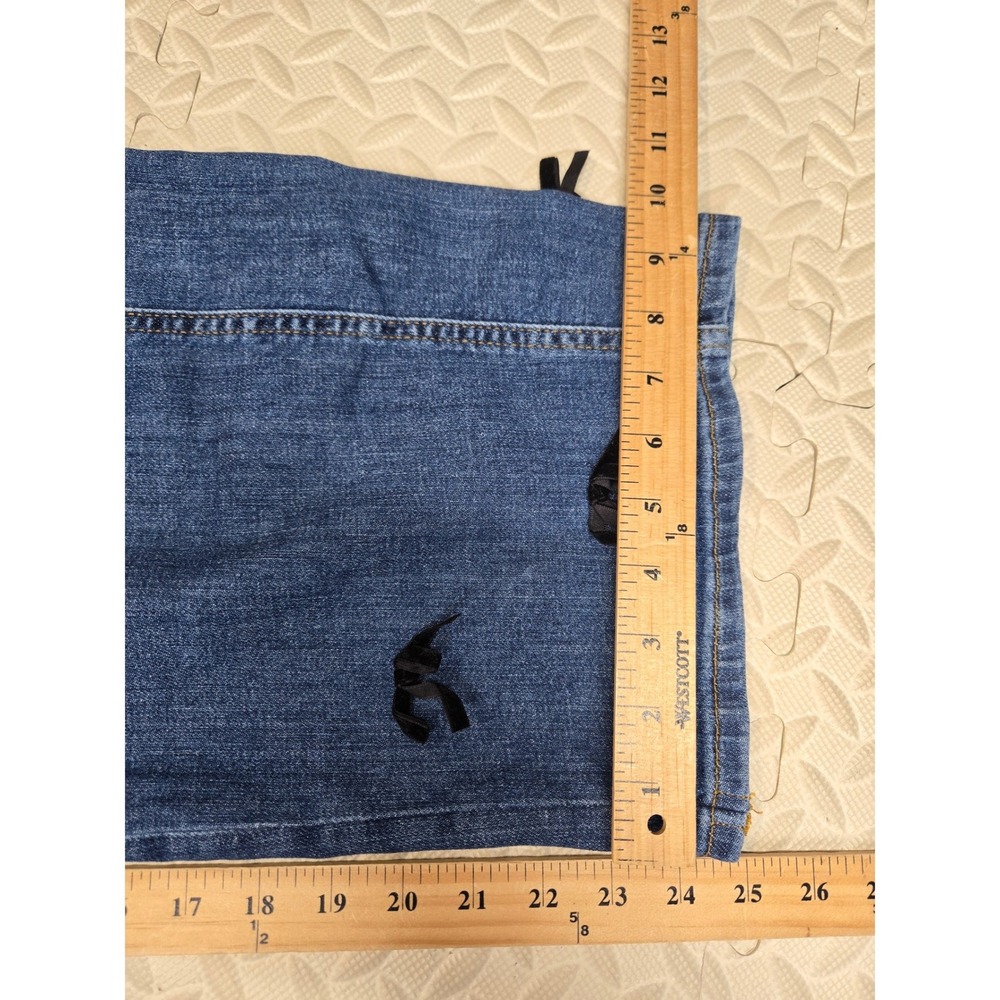 Pilcro Anthropologie Heritage Barrel Jeans 25 Blue Bow Applique Mid Rise Cropped - Picture 14 of 14